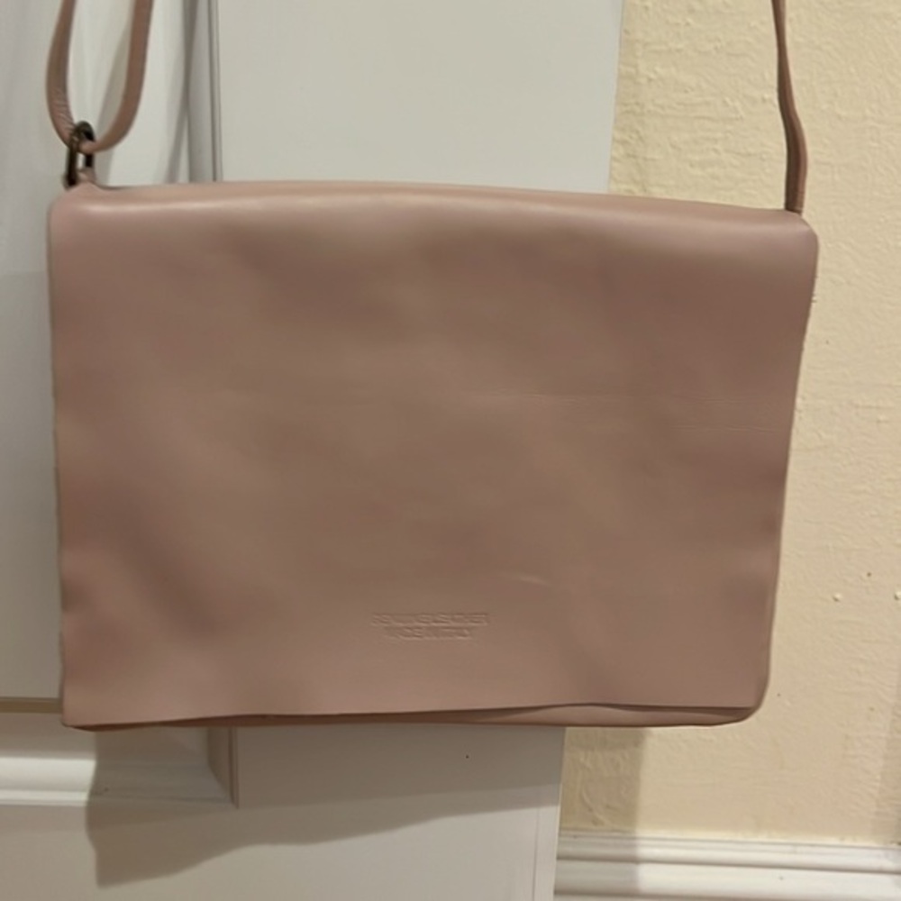 Blush pink cross body leather bag